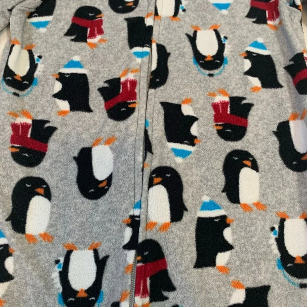 5/$25‎ Carter's Footed Pajamas Kids 2T Gray Penguin Print Fleece Sleeper